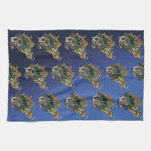 Nautische Zee Schildpad Anker Scheepswiel Blauw Theedoek (Horizontaal)
