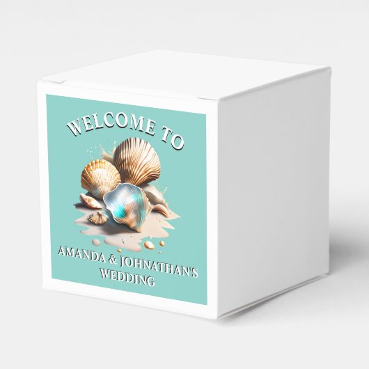 Nautische zee shell 3D zeeschelpen marine strand Bedankdoosjes (Voorkant Zijde)