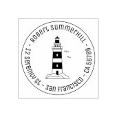 Nautische Zee Vuurtoren Rond Adres 3 Rubberstempel (Afrduk)