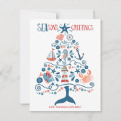 Nautische Zeeen en kerstbomen Feestdagenkaart (Voorkant)