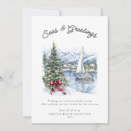 Nautische zeeën & groeten Zeilboot Kerstmis  Feestdagenkaart