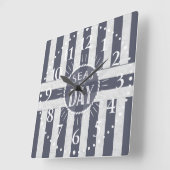Nautische Zeeen het dagthema Carpe Diem Striped Vierkante Klok (Hoek)