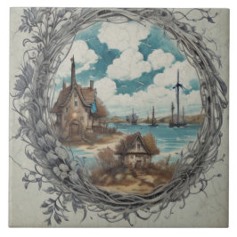 Nautische Zeegezichten Olieverfschilderij No10 Tegeltje