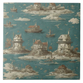 Nautische Zeegezichten Olieverfschilderij No11 Tegeltje