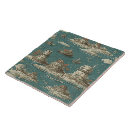Nautische Zeegezichten Olieverfschilderij No11 Tegeltje