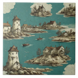 Nautische Zeegezichten Olieverfschilderij No13 Tegeltje