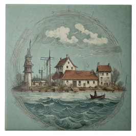 Nautische Zeegezichten Olieverfschilderij No15 Tegeltje