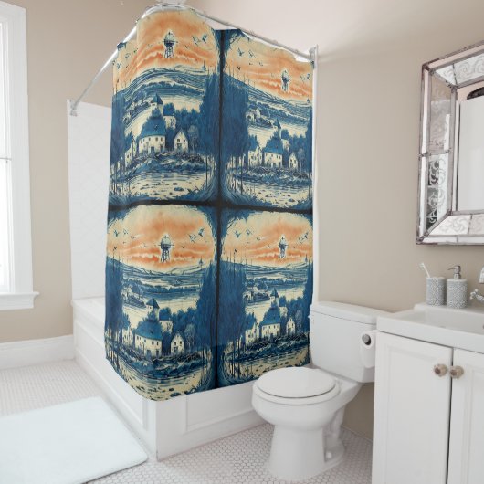 Nautische Zeegezichten Olieverfschilderij No1 Douchegordijn (In situ)