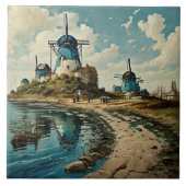 Nautische Zeegezichten Olieverfschilderij No5 Tegeltje (Voorkant)