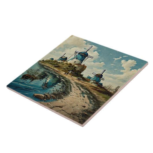 Nautische Zeegezichten Olieverfschilderij No5 Tegeltje (Zijkant)