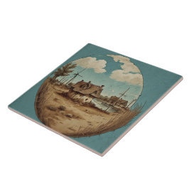 Nautische Zeegezichten Olieverfschilderij No9 Tegeltje