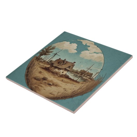 Nautische Zeegezichten Olieverfschilderij No9 Tegeltje (Zijkant)