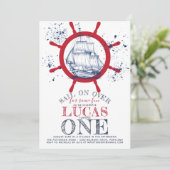 Nautische zeeman eerste verjaardag kaart (Staand voorkant)