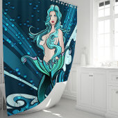 nautische zeemeerminillustratie douchegordijn