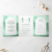 Nautische zeepaardboog Alles in één zeepaardbruilo Drieluik Uitnodiging (Binnen)