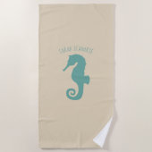 Nautische zeepaardje op Zand gepersonaliseerd Strandlaken (Voorkant)
