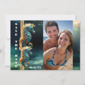 Nautische Zeepaardjes Ocean Photo Save the Date Aankondiging (Voorkant)