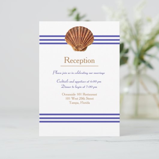 Nautische zeeschelp - Ontvangst Uitnodiging (Staand voorkant)