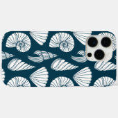 Nautische Zeeschelp Patroon in Wit en Marine Case-Mate iPhone Case (Achterkant (horizontaal))