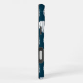 Nautische Zeeschelp Patroon in Wit en Marine iPhone Hoesje (Rechterkant)