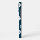 Nautische Zeeschelp Patroon in Wit en Marine iPhone Hoesje (Linkerkant)