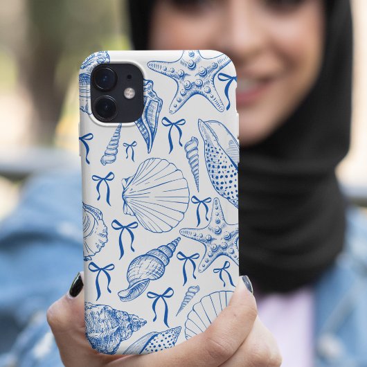 Nautische Zeeschelp Patroon in Wit en Zwart Case-Mate iPhone Case