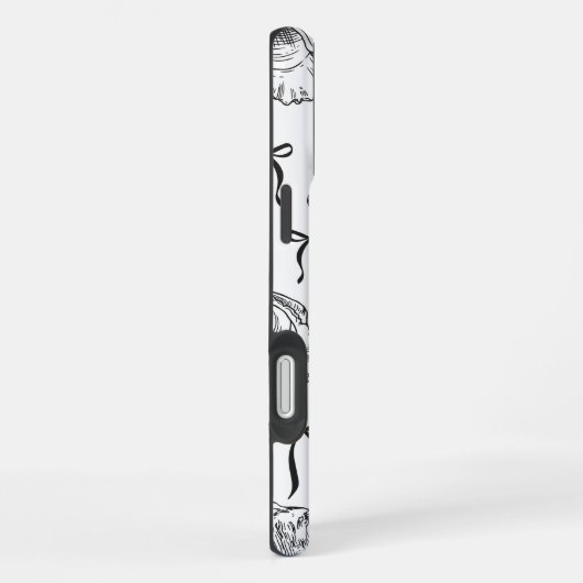 Nautische Zeeschelp Patroon in Wit en Zwart iPhone Hoesje (Rechterkant)