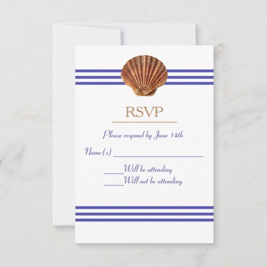Nautische zeeschelp - RSVP Kaartje (Voorkant)