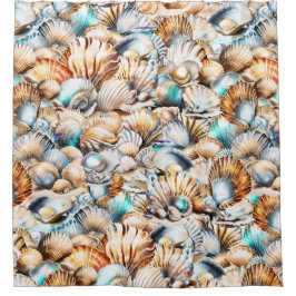 Nautische zeeschelp strand oceaan zee collage sche douchegordijn