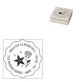 Nautische Zeeschelp Zeester Parels Golvend Adres Rubberstempel (Gestempeld)