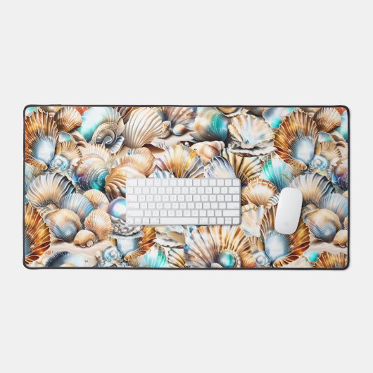 Nautische zeeschelpen oceaan strand collage shell bureaumat (Keyboard & Muis)