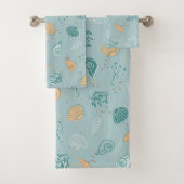 nautische zeeschelpen patroon zeeleven kustleven bad handdoek (Insitu)