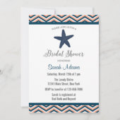 Nautische Zeester Chevron Bruids Douche Uitnodigin Kaart (Voorkant)