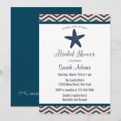 Nautische Zeester Chevron Bruids Douche Uitnodigin Kaart (Voorkant / Achterkant)