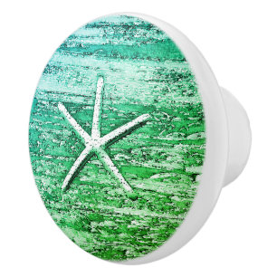 Nautische zeester Verweerd hout Blauw Groen Keramische Knop