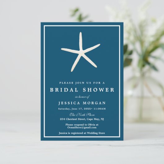 Nautische zeesterren bruids doucheuitnodiging Kaar Kaart (Staand voorkant)
