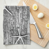 Nautische zeesterren Driftwood grijze witte Waterv Theedoek (Quarter Fold)