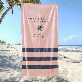 Nautische zeesterren familie strand huis strandlaken