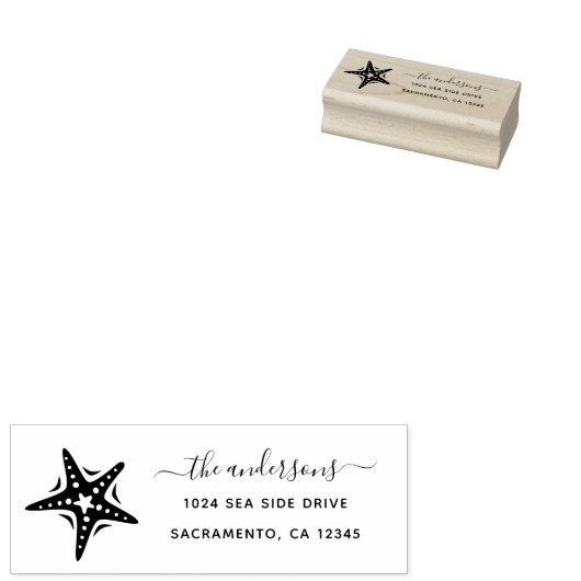 Nautische zeesterren retouradres rubberstempel (Gestempeld)