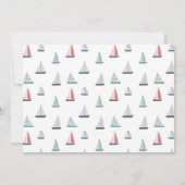 Nautische zeilboot 1e verjaardag uitnodiging (Achterkant)