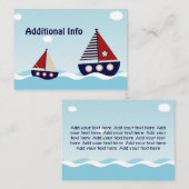 Nautische zeilboot Aanvullende info Insert Kaart (Voorkant / Achterkant)