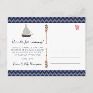 Nautische zeilboot Ahoy Baby Jongen Douche Dank u Briefkaart