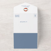 Nautische zeilboot Ahoy het is een Boy Baby shower All In One Uitnodiging (Buitenkant)