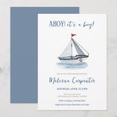 Nautische zeilboot Ahoy het is een Boy Baby shower Kaart (Voorkant / Achterkant)