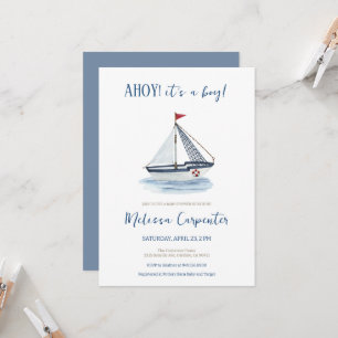 Nautische zeilboot Ahoy het is een Boy Baby shower Kaart