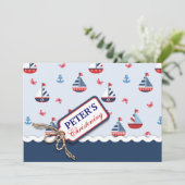 Nautische Zeilboot Anker Krab Doop Kerstmisatie Kaart (Staand voorkant)