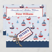 Nautische Zeilboot Anker Krab Doop Kerstmisatie Kaart (Voorkant / Achterkant)