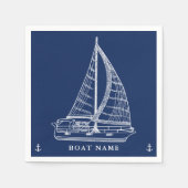 Nautische zeilboot Anker Marine Blauw Wit Boot Naa Servet (Voorkant)