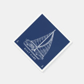 Nautische zeilboot Anker Marine Blauw Wit Boot Naa Servet (Hoek)