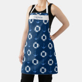 Nautische Zeilboot Anker Reddingsboei Marine Blauw Schort (Insitu)